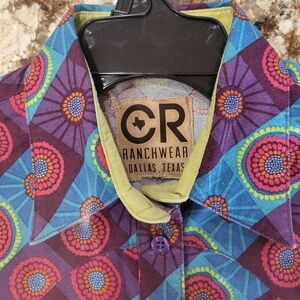 CR RANCHWEAR Long Sleeve Flower Multicolor Western Shirt Handmade Size Small